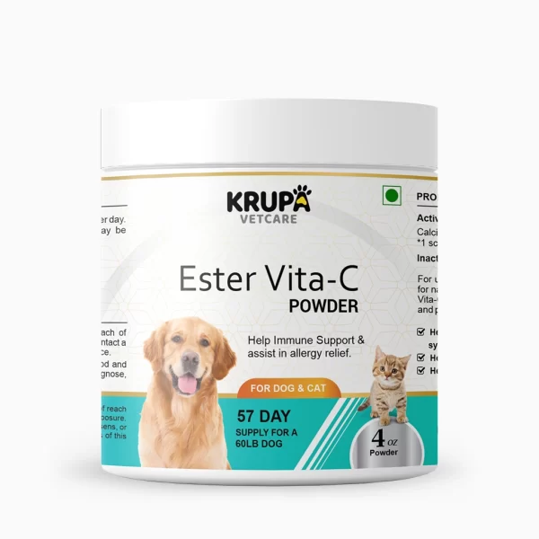 Ester Vita-C-Ebay-4oz powder for dog and cat from krupavetcare brand